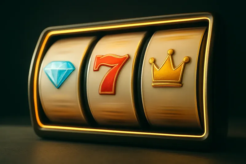 Extreme close-up of slot reels with diamonds, sevens, crowns